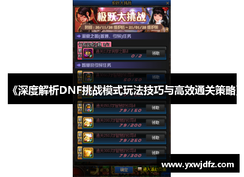 《深度解析DNF挑战模式玩法技巧与高效通关策略》